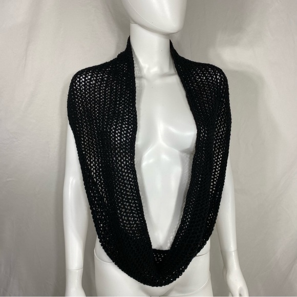 Black Knit Infinity Winter Scarf - Picture 2 of 3